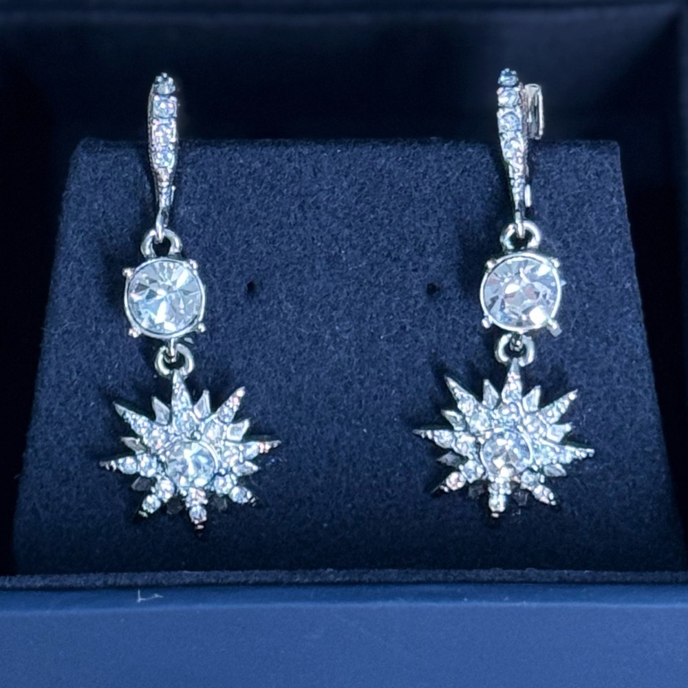 Givenchy Silver Crystal Star Drop Earrings
